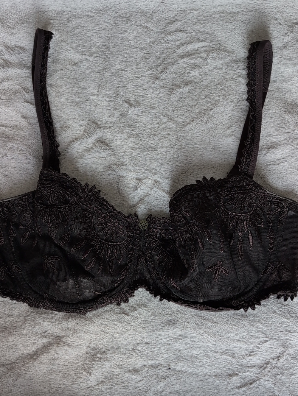 Chantelle Chocolate Brown Embroidered Lace Underwire Bra